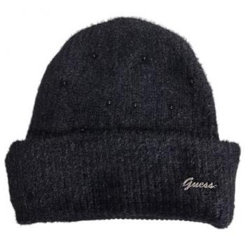 Guess Black Beanie with Embellishments – One Size