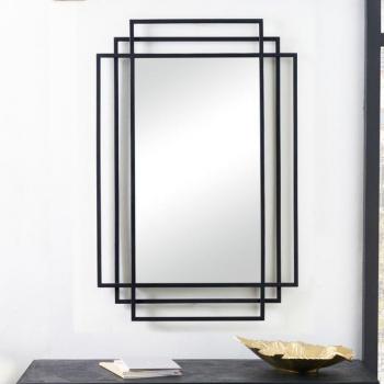 Iron Rectangular Accent Mirror – Pacific Style, 92×61 cm