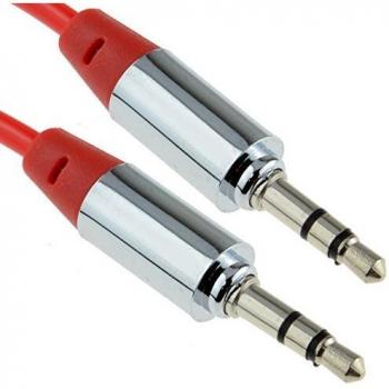 Pro Metal Red 3.5mm Male to Male Stereo Audio Cable 2m [2 meters]