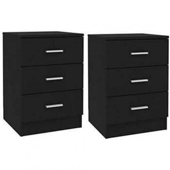 Sonata Black Nightstands, 2 Units, 38x35x56 cm, Engineered Wood