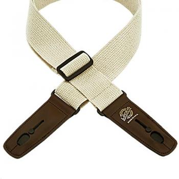 Lock-It Natural Cotton Guitar Strap with Leather Ends