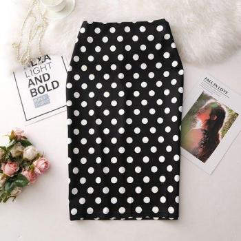 Office Ladies Polka Dot Midi Skirt