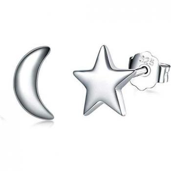 25 Sterling Silver Moon Star Earrings
