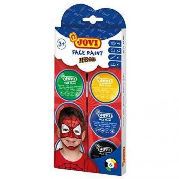 Crema maquillaje jovi face paint heroe caja de 6 botes colores surtidos 8 ml + accesorios