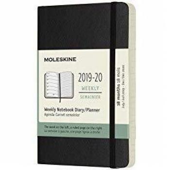 Black Moleskine 18-Month Weekly Planner (Academic Version) 2019/2020, Pocket Size with Elastic Closure
