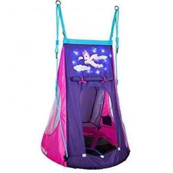 HUDORA 72149 Nestschaukel Cosmos 90 mit Zelt und LED Beleuchtung, blau/schwarz
