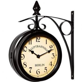 Horloge de Gare Noire à Double Sens 29 x 9,5 x 32,5 cm