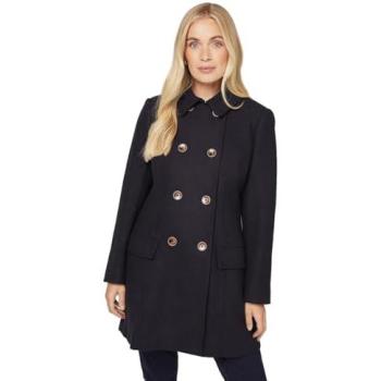Wallis Women’s Navy Petite Pea Coat, Double Breasted, 18