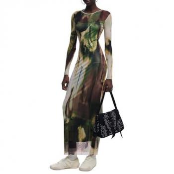 Desigual Vestito donna Godiva 25WWVK41 Verde Slim Fit