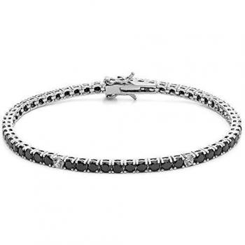 Comete bracciale tennis argento e zirconi neri e bianchi 20cm UBR 990 M20