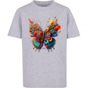 F4NT4STIC Unisex T-Shirt Schmetterling Blumen grau