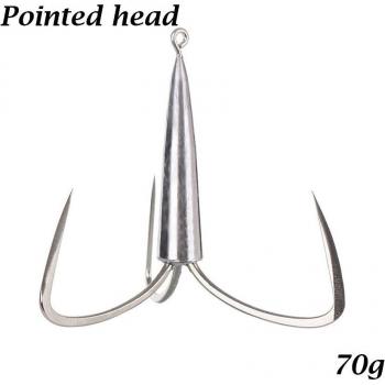 1Pcs Sharpened Treble Hooks with Lead Sinker