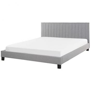 Panel Bed with Slatted Base Light Grey Fabric EU Double Size 4ft6