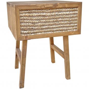 Mesita de Noche Natyal en Roble con Cajón de Yute 45cm