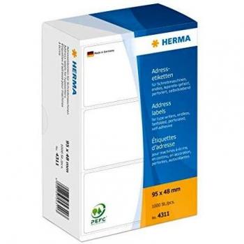 Herma 4311 Fanfolded White Address Labels 95x48mm 1000 Pack