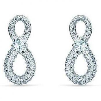 Oreilles Infinity Mini Swarovski – Blanc, Métal Rhodié