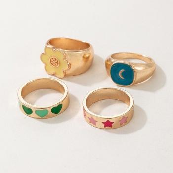 Couples Colorful Oil Drop Rings