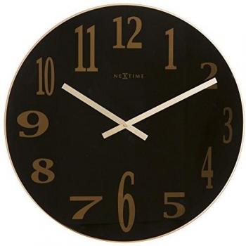 Glas-Wanduhr „Smoky Mirror“ von NeXtime – Schwarz, 43 cm