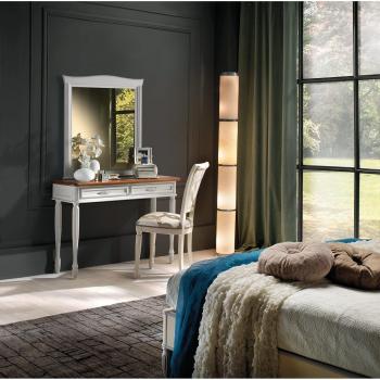 Mobili 2G: Consolle con toelette in legno massello, 2 ante, 2 cassetti, colore bianco/naturale, L120 P41 H83