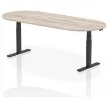 Dynamic Impulse 2400mm Height Adjustable Boardroom Table Grey Oak Black