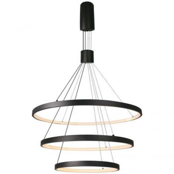 Lámpara Colgante LED 3 Anillos Metal Negro 46W Dimmerable 40x60x80x150cm 3000K