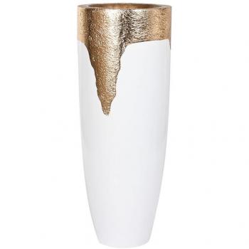 Vaso Home ESPRIT Fibra Bianco e Dorato 40 x 40 x 105 cm
