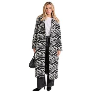 Dorothy Perkins Mono Zebra Style Wool Blend Coat – Size 8, Women's