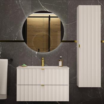 Ensemble Meuble Simple Vasque Encastrée 80 cm Et Colonne Lexa Blanc