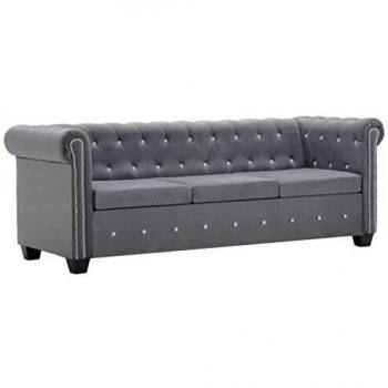 VidaXL Triv Chesterfield Sofa – Cloud Blue, 199x75x72 cm