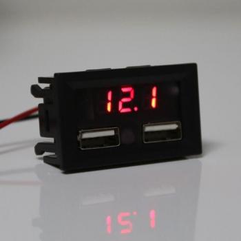 12V Battery Capacity Meter with Dual USB 5V 2A Output