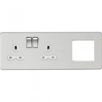 Netlighting 13A Screwless 2G DP Socket with Brushed Finish