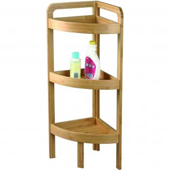 Bamboo Multi‑Shelf Shower Holder – 29×29×61 cm, Wood, Brown/Silver