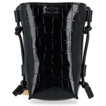 Borsa a tracolla Ganni Bou in pelle nera lucida