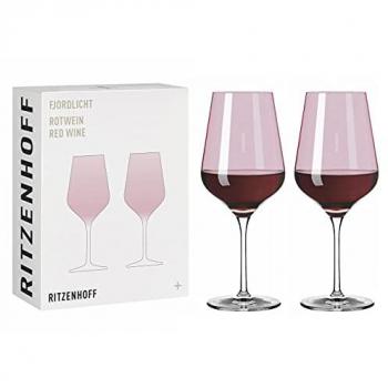 Ritzenhoff Kristall Rotweinglas Fjordlicht 500 ml, 2er Set mit Farbverlauf Berry