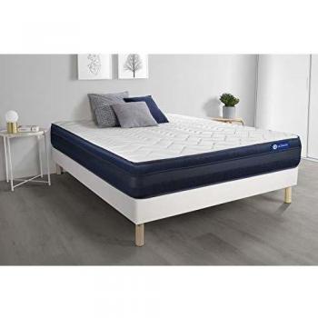 Ensemble Sommiers & Matelas Actilatex Tech 160x200 Mémoire de Forme – 24 cm – Très Ferme – Sommier Kit Blanc