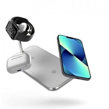 ZENS Dual+Watch Aluminum Wireless Charging Pad in White