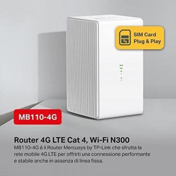 TP-Link Router 4G LTE 150Mbps con Funzione Plug and Play e Porte Antenna Esterna