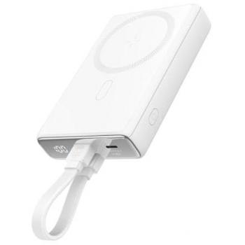 Joyroom Jr‑PBM01 10000 mAh 20W Magnetic PowerBank with Integrated Stand and USB‑C/Lightning Cable, White