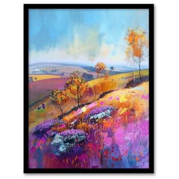 Artery8 Bright Autumn Otley Chevin Yorkshire Landscape Poster, 12 by 16 inches
