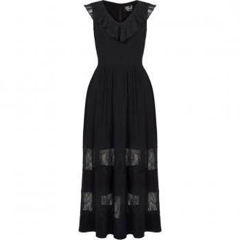 Hell Bunny Mortem V‑Neck Maxi Dress – Black, Size XL