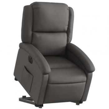VidaXL Sitzgelegenheit mit automatischer Aufstehhilfe, Farbe: Grau, Material: echtes Leder