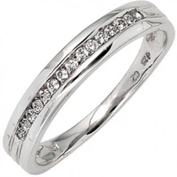 Damen‑Goldring 585 Wg.: 15 Brillanten, 0,15 ct, Größe 50