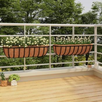 Pots d'auge muraux en coco et métal vidaXL – deux pièces, 76 × 21 × 16 cm