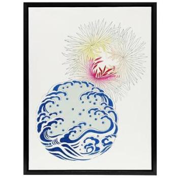 Artery8 White-Framed Chrysanthemum Waves Canvas, 18 W × 24 H
