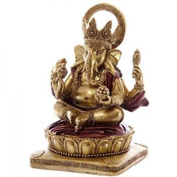 Vibrant 14cm Ganesh Statue with Gold Accents