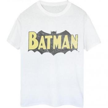 DC Comics Lady Batman Retro Shield Fade Distress Cotton Boyfriend Top