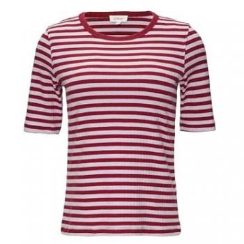 S.Oliver Damen Halbarm T-Shirt mit Streifen in Ripp-Optik