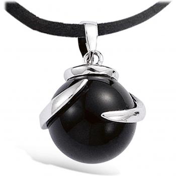 Perla Noir – 15 mm Silver Pendant by Lily