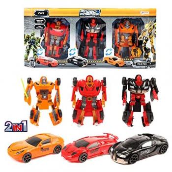 TOI TOYS 30134A ROBOFORCES Verwandlungs Roboter Set, 3 Stück