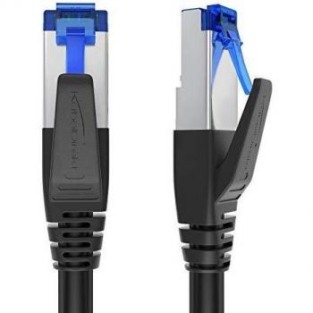 KabelDirekt – 30m – Cable de Ethernet Cat7 (Blindaje Triple SF/FTP, Negro)